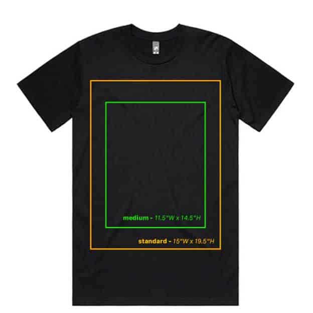 DTG Print Sizes